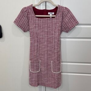 Speechless Pink Tweed Dress with Pearl Lined Pockets Girls sz 14 Holiday